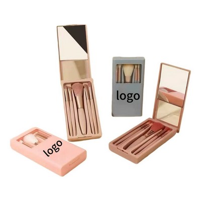 Portable 5 Piece Mirror Makeup Brush Set