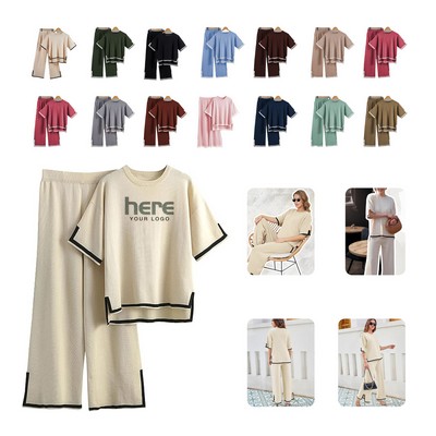 Knit lounge pant set