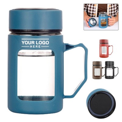 16 oz Glass Tea Infuser Mug with Handle and Lid