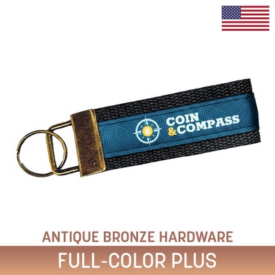 3" Sublimated Key Strap w/ Antique Bronze-Colored Hardware