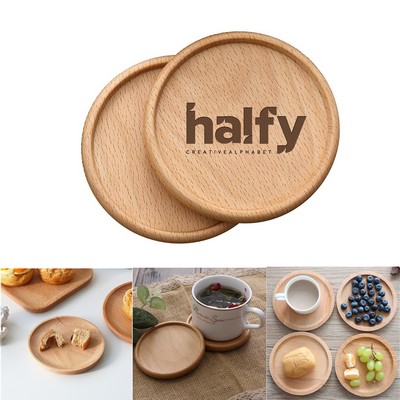 Round Wood Cup Mats Saucers Pads