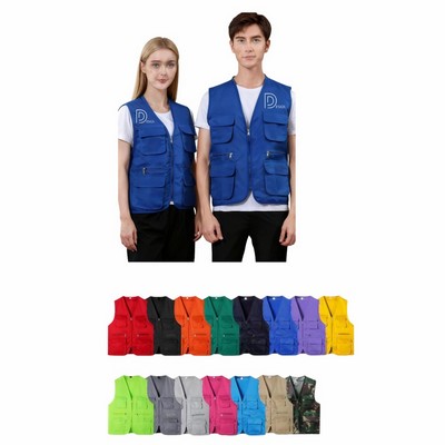 Custom Multi Pocket Volunteer Safety Vest W/ Zipper