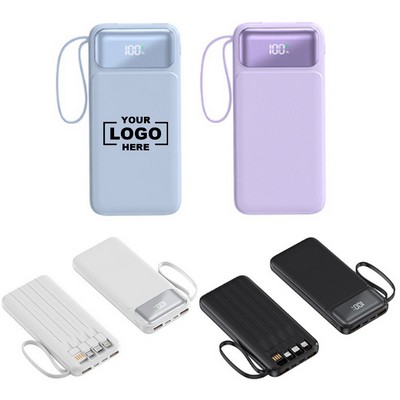 Ultra-thin Large Capacity 10000mAh Power Bank with Cable