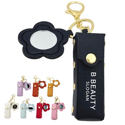Lipstick Leather Bag Holder Keychain