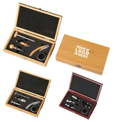 Red Wine Tool Bamboo and Wood Box Set