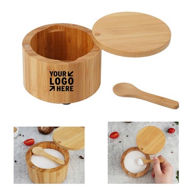 Bamboo Salt Container with Built in Spoon