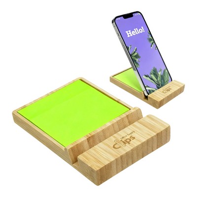 Bamboo Phone Holder with Sticky Notes