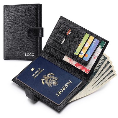 Ultra-Slim Genuine Leather Passport Wallet Premium Top-Grain Cowhide RFID Blocking Travel Organizer