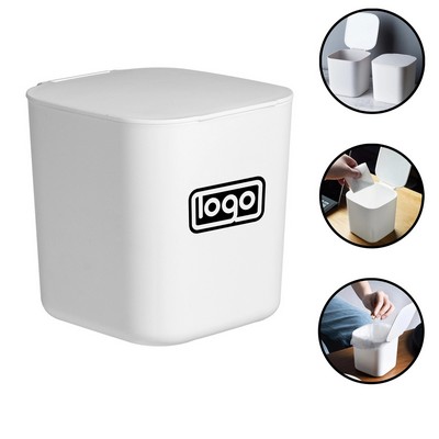 Desktop Trash Can Plastic Dustbin With Flip Lid