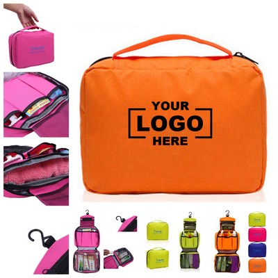 Waterproof Hanging Toiletry Bag - Foldable Oxford Travel Organizer Kit