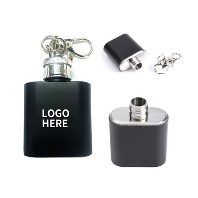 Leather-Cased 1 oz. Flask Keychain