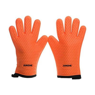 Heat Resistant Silicone Oven Gloves W/ Non-Slip Grip & Full Fingers
