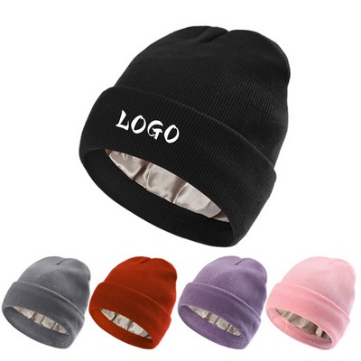 Satin Lined Slouchy Warm Winter Hat