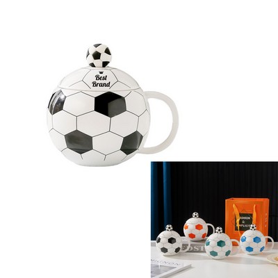 Ceramic Football Mug with Soccer Lid
