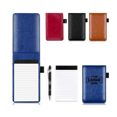 A7 Leather Pocket Notepad Notebook with Pen