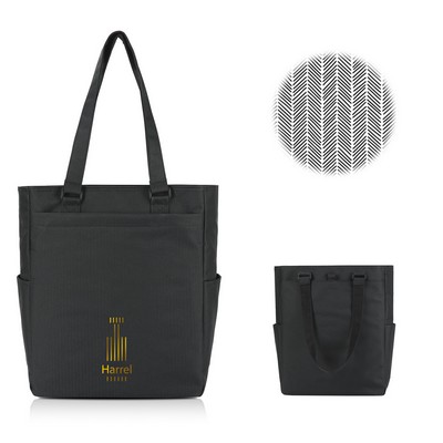 Herringbone Executive Work Tote - Business Commuter Bag With Phone Sleeve & Bottle Pockets