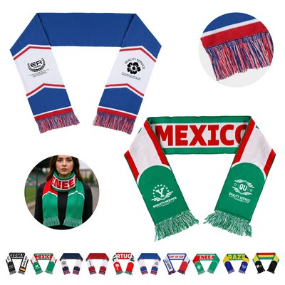 Full Color Fleece Soccer Fan Scarf With Tassel