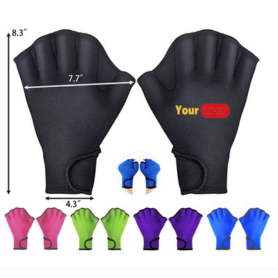 Swim Training Neoprene Webbed Gloves, Adjustable Wrist Strap