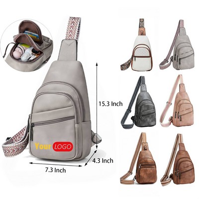 Vintage PU Sling Bag with Adjustable Shoulder Strap