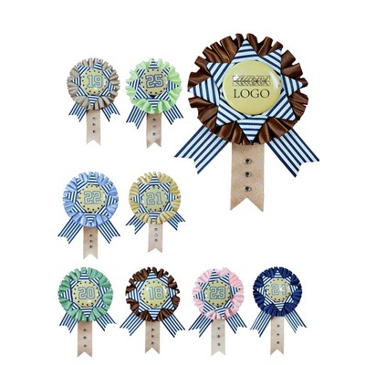 Birthday & Celebration Ribbon Rosette Badge with Logo Print