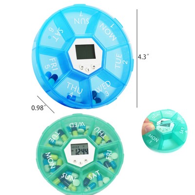 Electronic Pill Organizer with Compartments and Alarm Clock