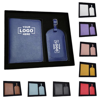 PU Leather Travel Passport & Tag Set