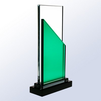 Vector Peak Glass Award, Green, 9 1/2"H
