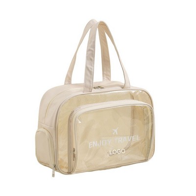 Multifunctional PU Leather Travel Toiletry Bag Large Capacity Swim & Gym Bag with Dedicated Shoe