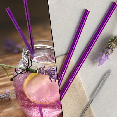 Straight Stainless Steel Straws: Set Of 2" Violet