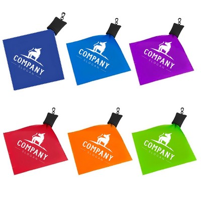 Patchwork Foldable Eyeglasses Cleaning Microfiber Cloth Keychain Pouch Clip