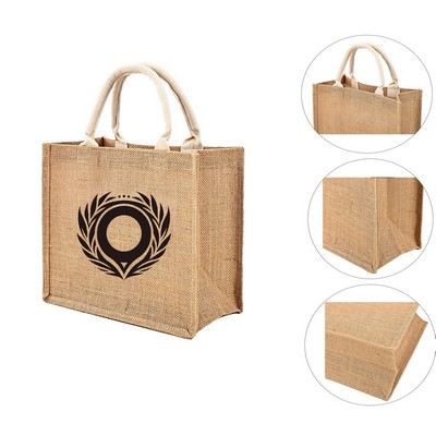 Jute Tote Bag Linen Shopping Bags with Handle