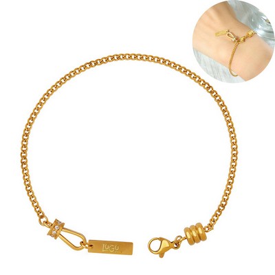 Engraved Square Pendant Bracelet