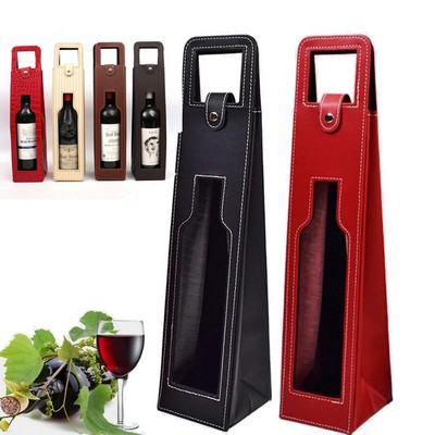 Reusable Leather Wine Tote Carrier