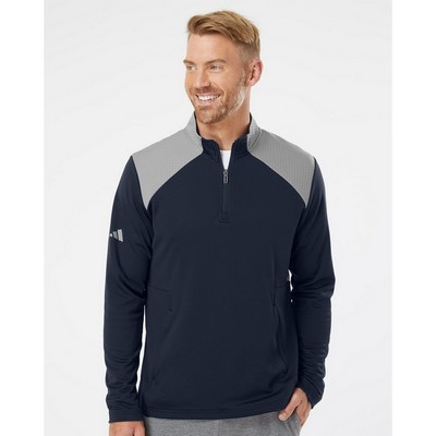 Adidas Men's Textured Mixed Media Quarter-Zip Pullover - A532