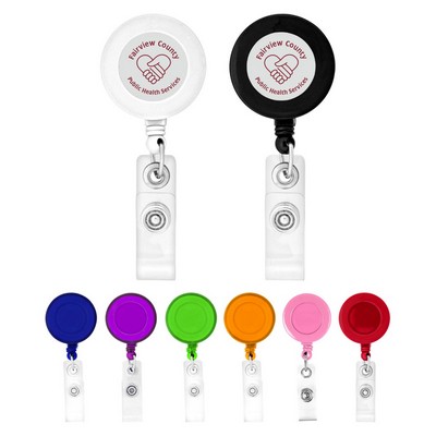 Retractable Badge Reel with Belt Clip – Custom Logo Round ID Holder for Office, Healthcare, and Even