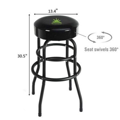 360 Dgree Swivel Shop Bar Stool with Padded Seat Steel Legs