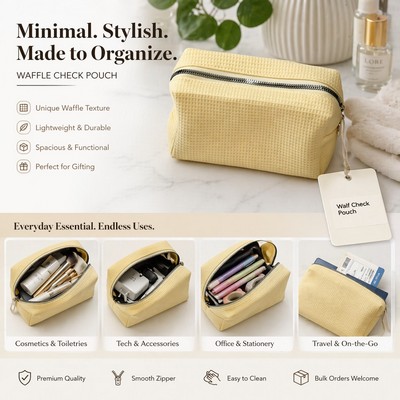 Custom Wedding Waffle Texture Cosmetic Bag