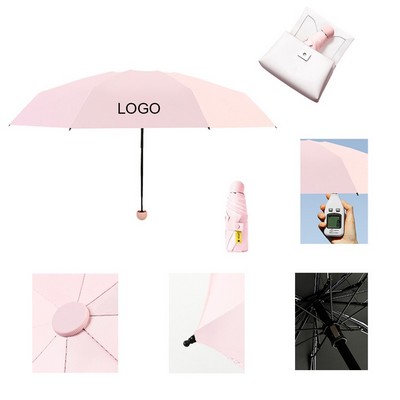 5-Fold Mini Capsule Umbrella UV Protection Dual-Use for Sun and Rain