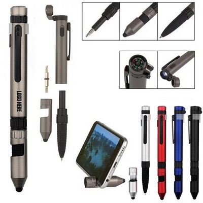 6-in-1 Multifunctional Compass Ballpoint Stylus Pen