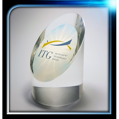 Lucite Slanted Top Cylinder Award (3 1/2" Dia.x4 1/2")
