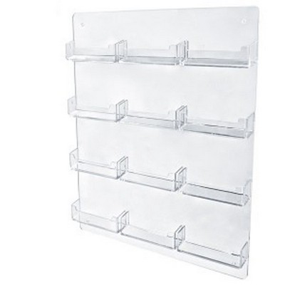 12 Pocket Wall Mount Business Card Display (3 1/2"x2"x3/4" Insert)