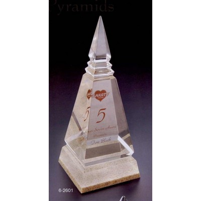 3"x7-1/2"x3" Acrylic 4-Sided Pyramid w/ Colored Bottom Award