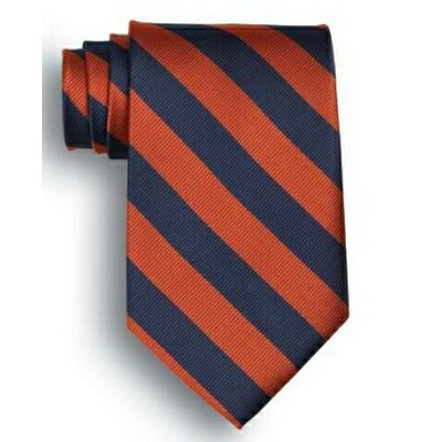 School Stripes Tie - Navy Blue/Orange