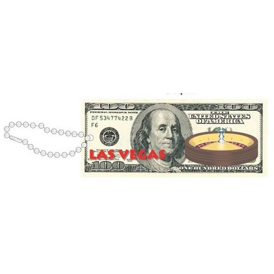 Vegas Roulette Table On $100 Bill Key Chain w/ Black Back (12 Square Inch)