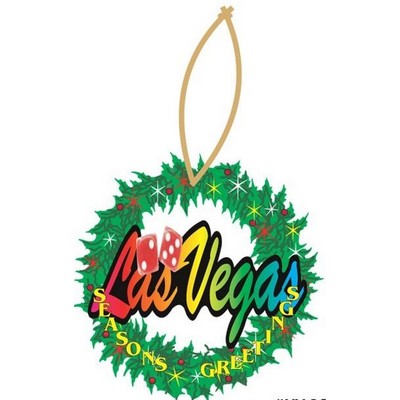 Las Vegas w/ Dice Promotional Wreath Ornament on Black Back (4 Square Inch)