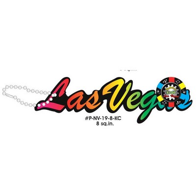 Las Vegas w/ Poker Chip Promotional Key Chain w/ Black Back (8 Square Inch)