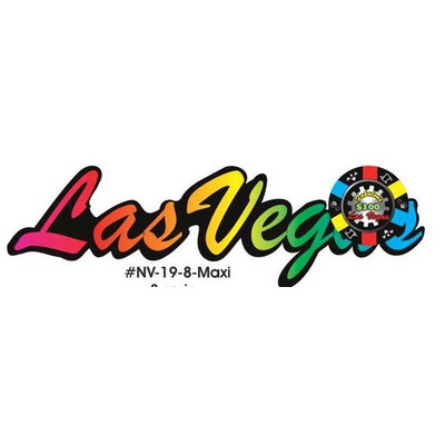 Las Vegas w/ Poker Chip Maxi Magnet (8 Square Inch)