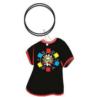 Vegas $100 Poker Chip T-Shirt Key Chain w/Clear Mirrored Back (4")