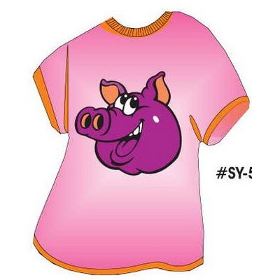 Pig T-Shirt Acrylic Coaster w/Felt Back