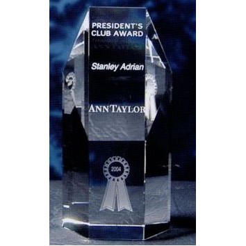 Hexagonal Tower Crystal Award (3"x2 1/2"x6") - Medium